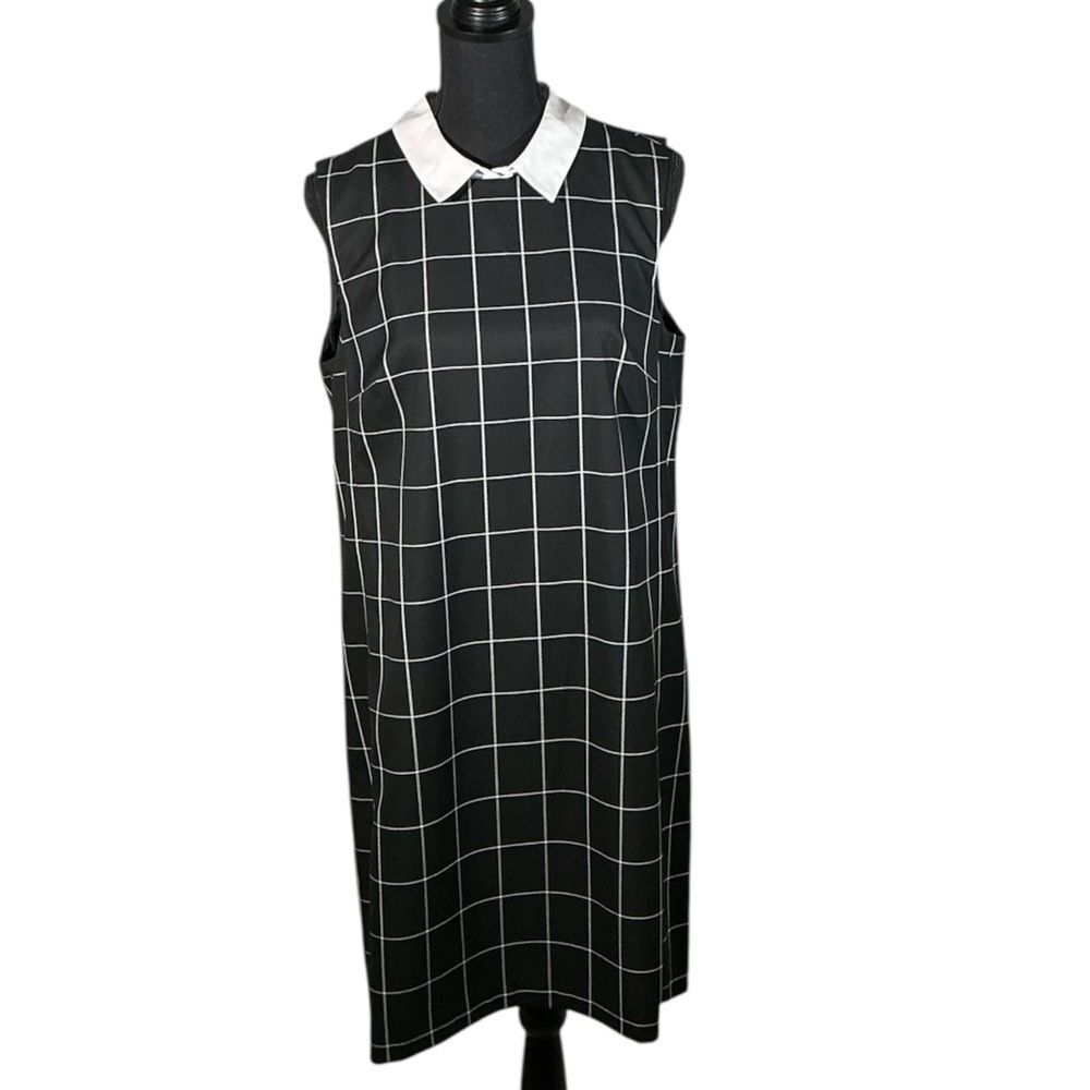 Halogen Black and White Checkered Midi Dress